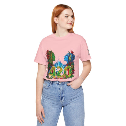 420 Celebration Premium Cannabis Culture T-Shirt - Dual Profile Art With Nature Elements And Bold 420 Typography