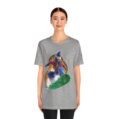 High Roller Snowboard Cannabis T-Shirt - Premium 420 Winter Sports Action Shred Mountain Lifestyle Apparel