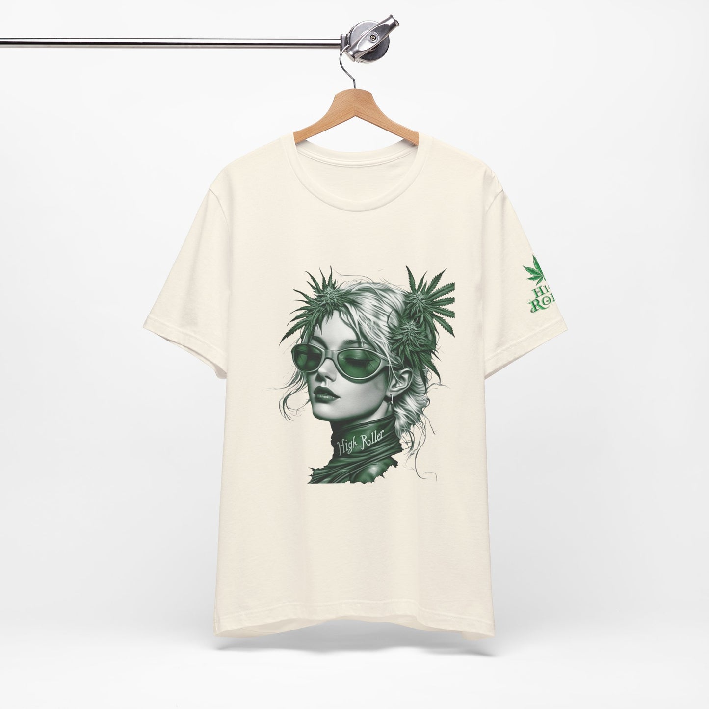 Green Queen T-Shirt - Premium Airlume Cotton Cannabis Crown Portrait Art Tee
