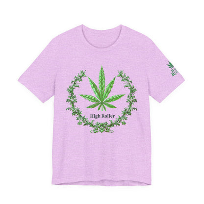 Cannabis Crest Wreath Tee - Botanical Elegance Art Design | High Roller