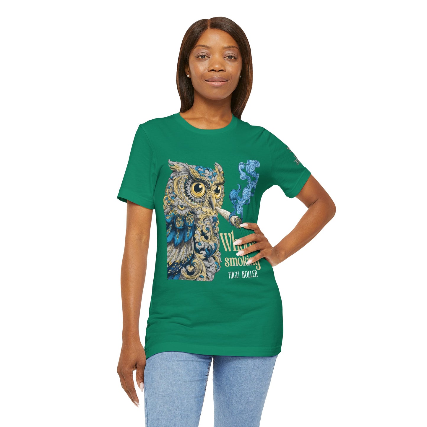 Baroque Owl Tee - Premium Airlume Cotton Cannabis Culture Ornate Bird Art