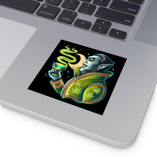 Elegant Vampire Count Cannabis Chalice Halloween Sticker - Premium Dracula HIGH ROLLER Moon Goblet 420 Vinyl Decal