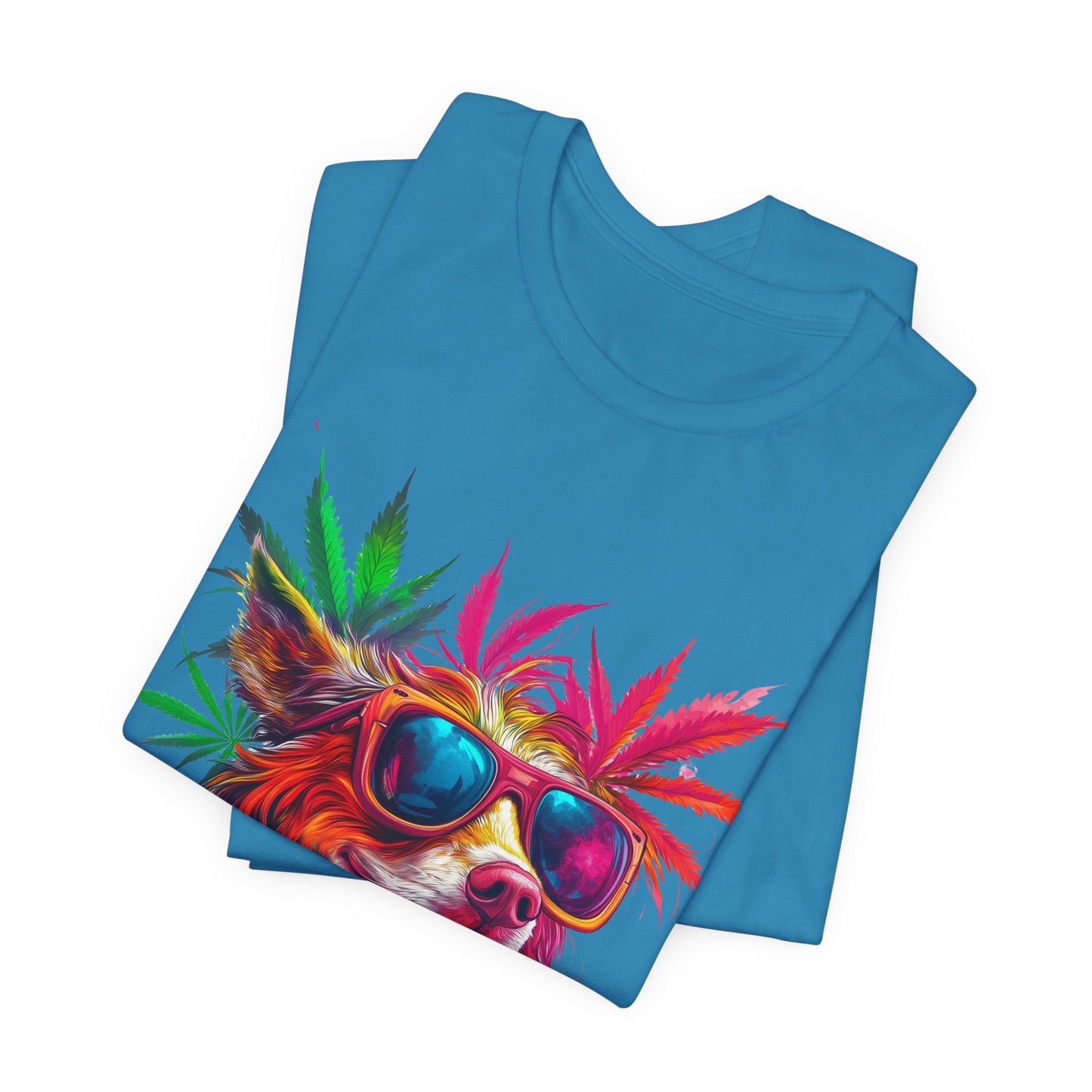 Spectrum Pup Tee - Premium Airlume Cotton Cannabis Culture Psychedelic Dog Art
