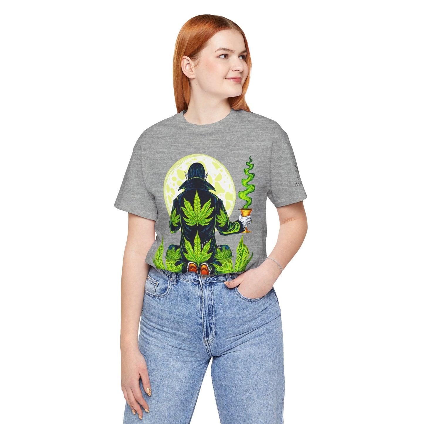 Luxury Gothic Cannabis Vampire T-Shirt - Premium Dark HIGH ROLLER Streetwear - Elevated Nocturnal 420 Fashion