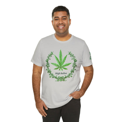 Cannabis Crest Wreath Tee - Botanical Elegance Art Design | High Roller