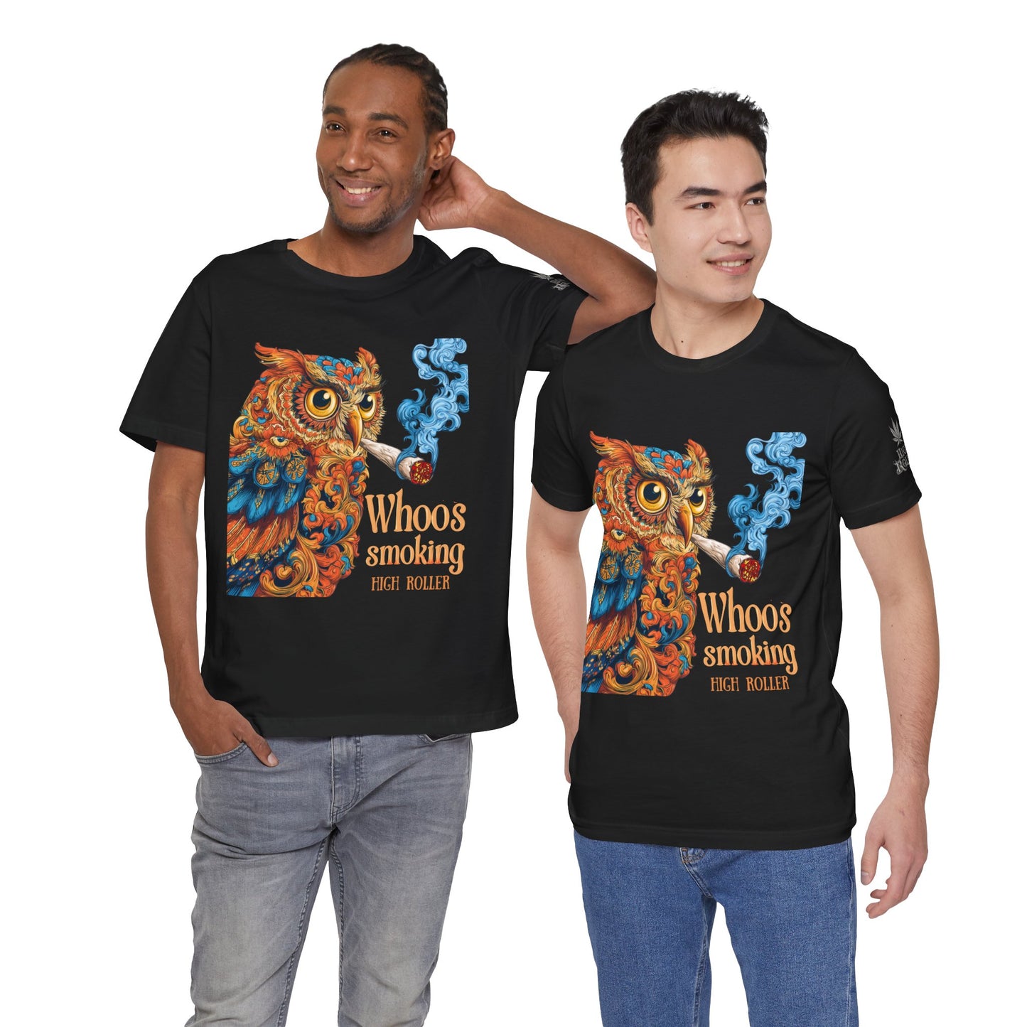 Whoos Smoking Owl Tee - Wise Cannabis Art Design | High Roller