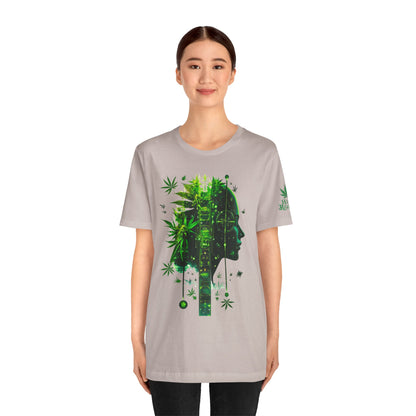 Digital Mind Tee - Premium Airlume Cotton Cannabis Culture Tech Art Matrix Design