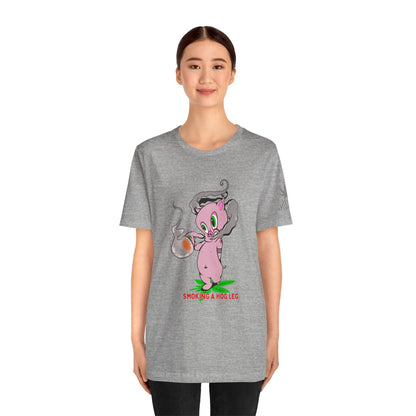 Smoking Hog Leg Pink Pig Tee - Premium Airlume Cotton Cannabis Culture Art