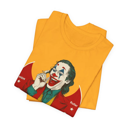 High Roller Villain T-Shirt - Premium Airlume Cotton Cannabis Joker Badge Art Tee