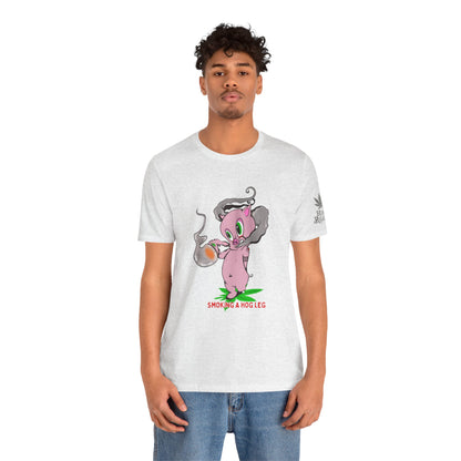 Smoking Hog Leg Pink Pig Tee - Premium Airlume Cotton Cannabis Culture Art