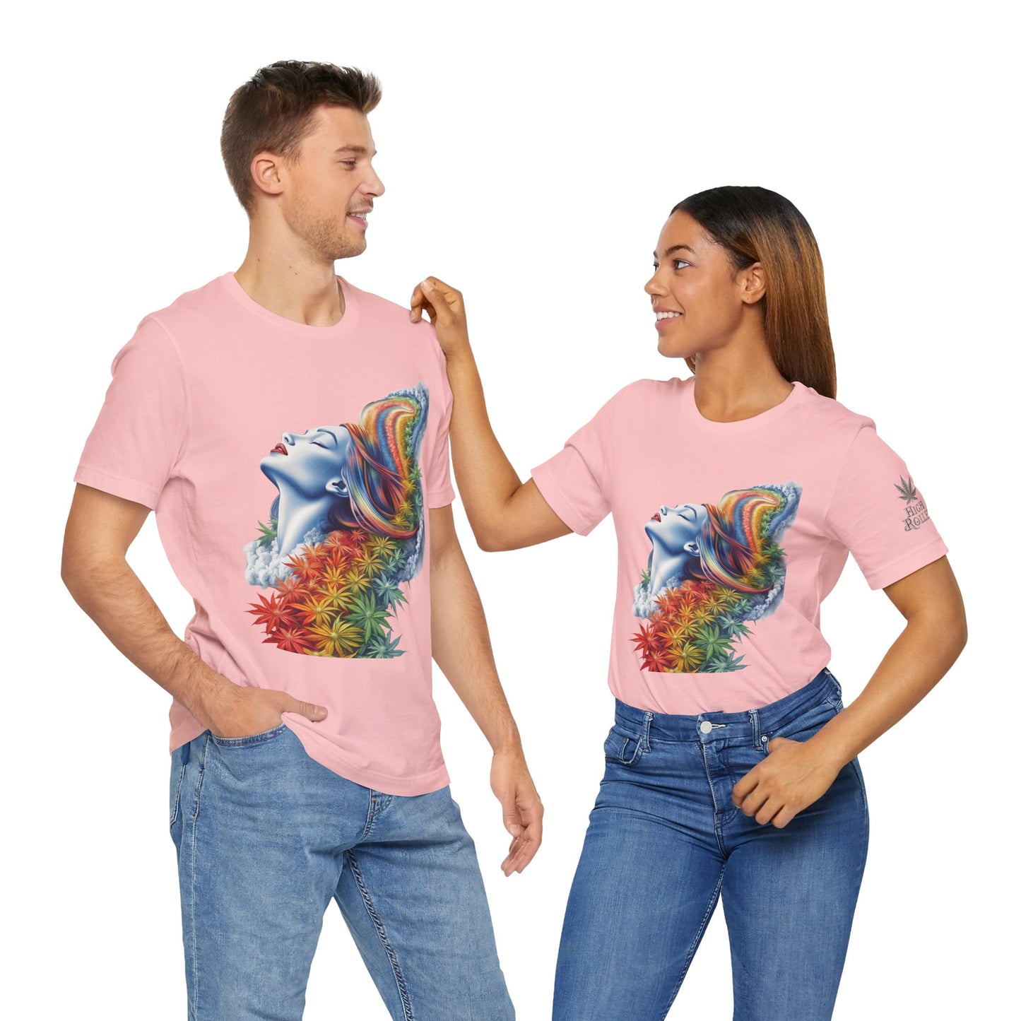 Rainbow Bloom Tee - Premium Airlume Cotton Cannabis Culture Spectrum Goddess Art