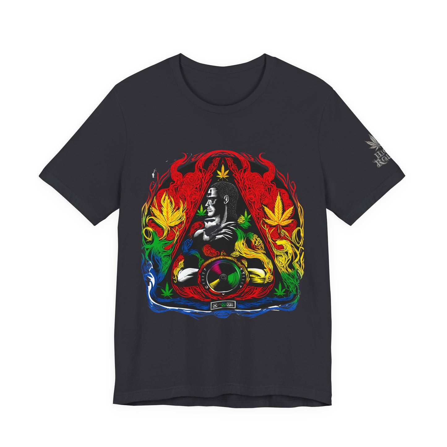 High Roller Sacred Buddha Cannabis T-Shirt - Premium 420 Spiritual Meditation Enlightenment Botanical Artistry Apparel