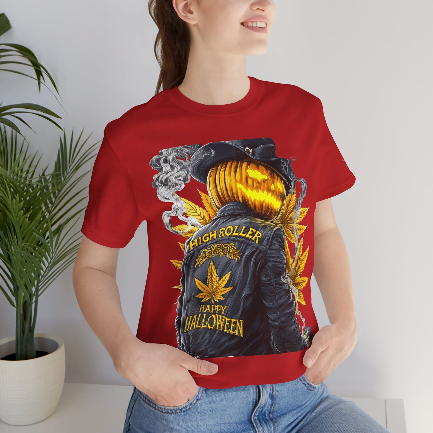 Halloween Witch Rider Cannabis T-Shirt - Premium Spooky 420 Biker Edition Apparel