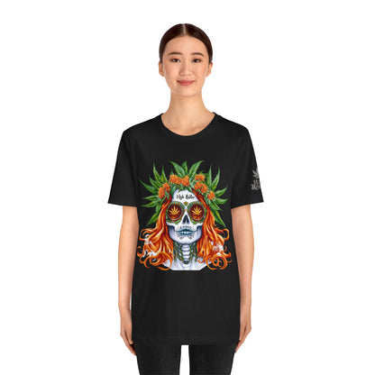 Sugar Skull Goddess Tee - Premium Airlume Cotton Cannabis Culture Day of Dead Art