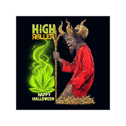 Happy Halloween Devil Cannabis Ritual Sticker - Luxury Demon Weed Sorcerer - HIGH ROLLER Premium 3x3 Vinyl
