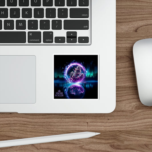Cosmic Cannabis Energy Sphere Sticker | High Roller Aurora Art | Premium Die-Cut Vinyl Decal