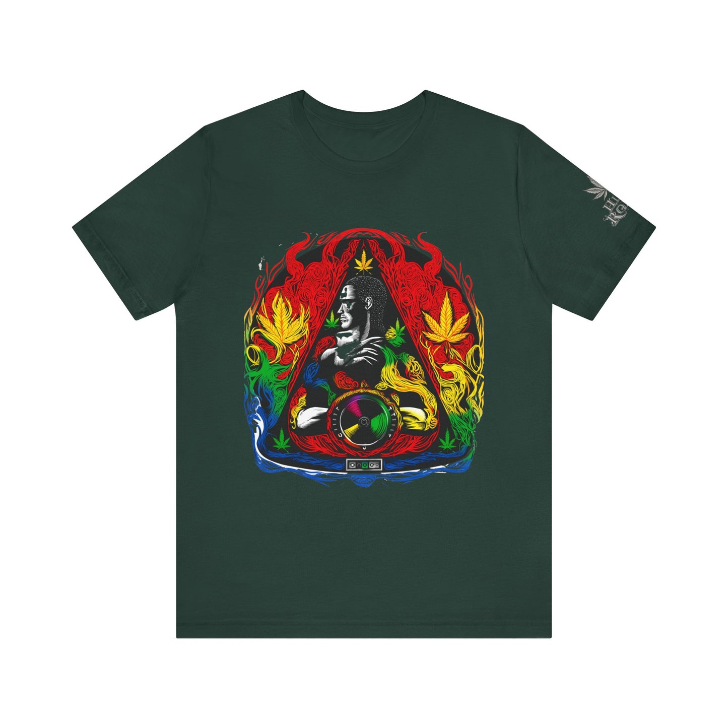 High Roller Sacred Buddha Cannabis T-Shirt - Premium 420 Spiritual Meditation Enlightenment Botanical Artistry Apparel