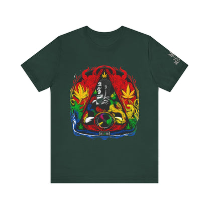 High Roller Sacred Buddha Cannabis T-Shirt - Premium 420 Spiritual Meditation Enlightenment Botanical Artistry Apparel