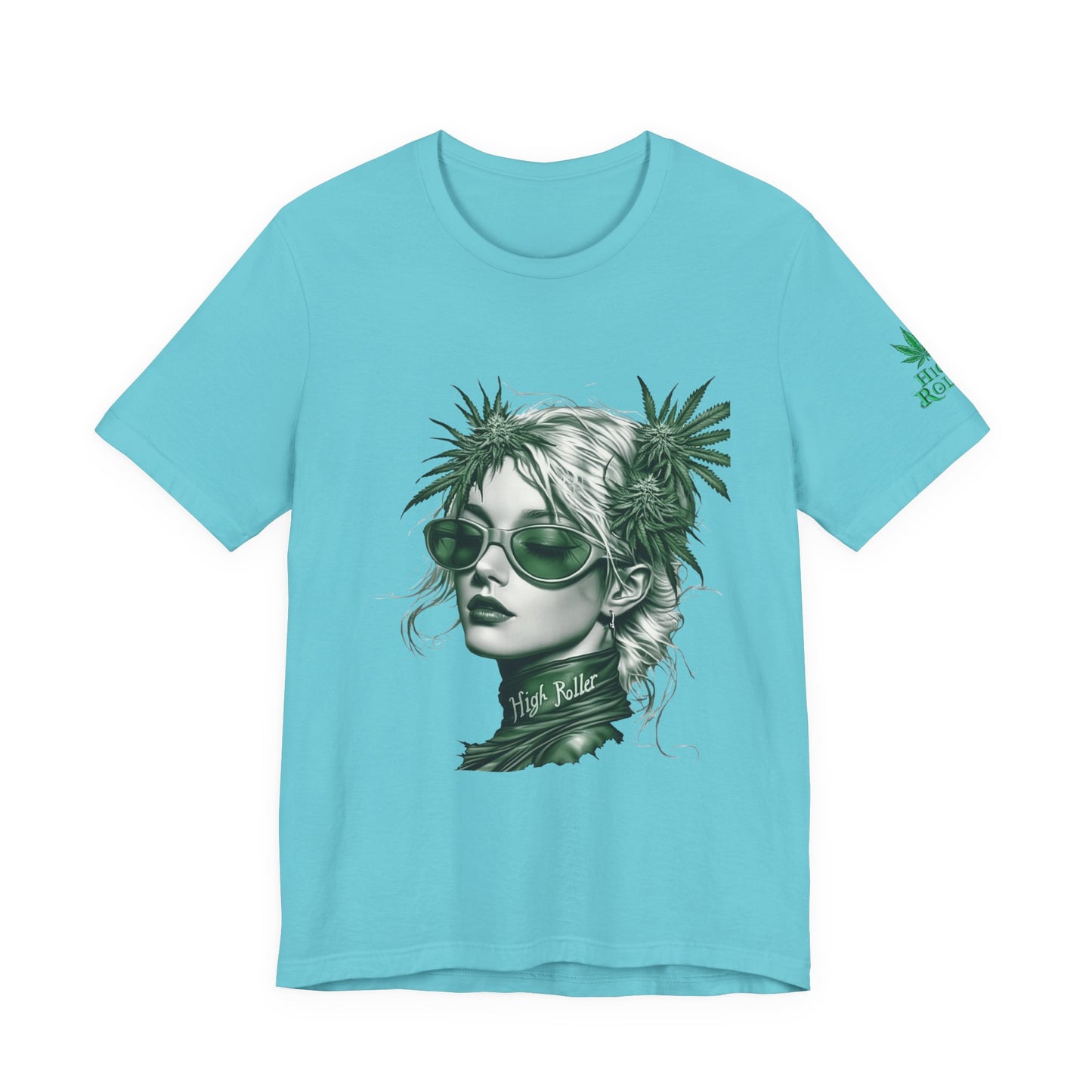Green Queen T-Shirt - Premium Airlume Cotton Cannabis Crown Portrait Art Tee