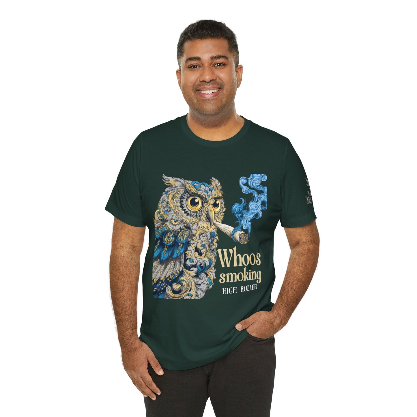 Baroque Owl Tee - Premium Airlume Cotton Cannabis Culture Ornate Bird Art