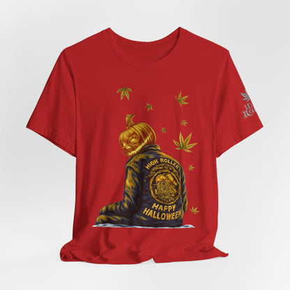 Pumpkin Head HIGH ROLLER Halloween T-Shirt - Premium Cannabis Culture Apparel