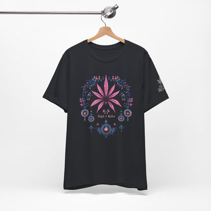 Bohemian Cannabis Mandala Tee - Floral Folk Art Design | High Roller