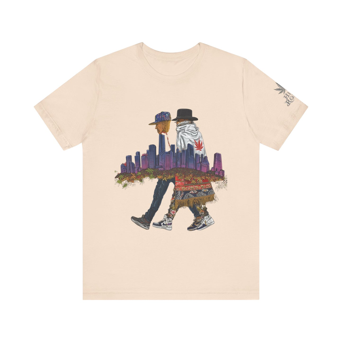 High Roller Urban Legends Cannabis T-Shirt - Premium 420 City Skyline Street Culture Double Exposure Apparel