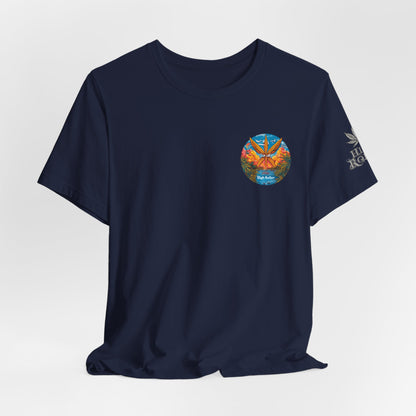Cannabis Paradise Circle Tee - Tropical Sunset Art Design | High Roller