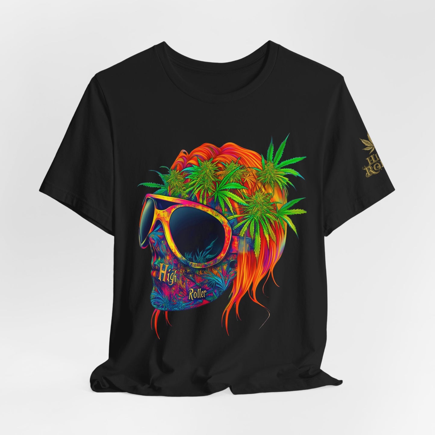 Tropical Cannabis Skull Tee - Paradise Vibes Art Design | High Roller