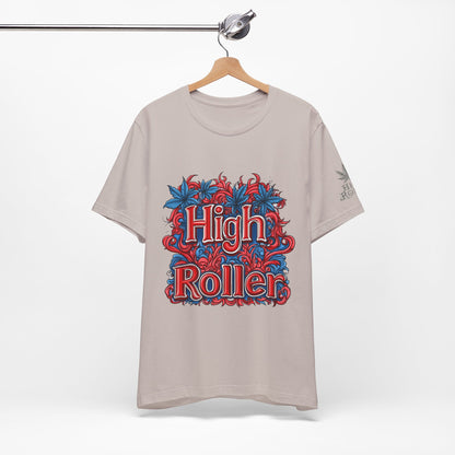 High Roller Ornate Logo Tee - Cannabis Typography Art Design | High Roller