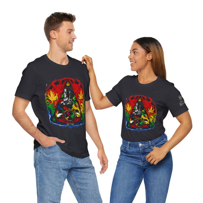 High Roller Sacred Buddha Cannabis T-Shirt - Premium 420 Spiritual Meditation Enlightenment Botanical Artistry Apparel