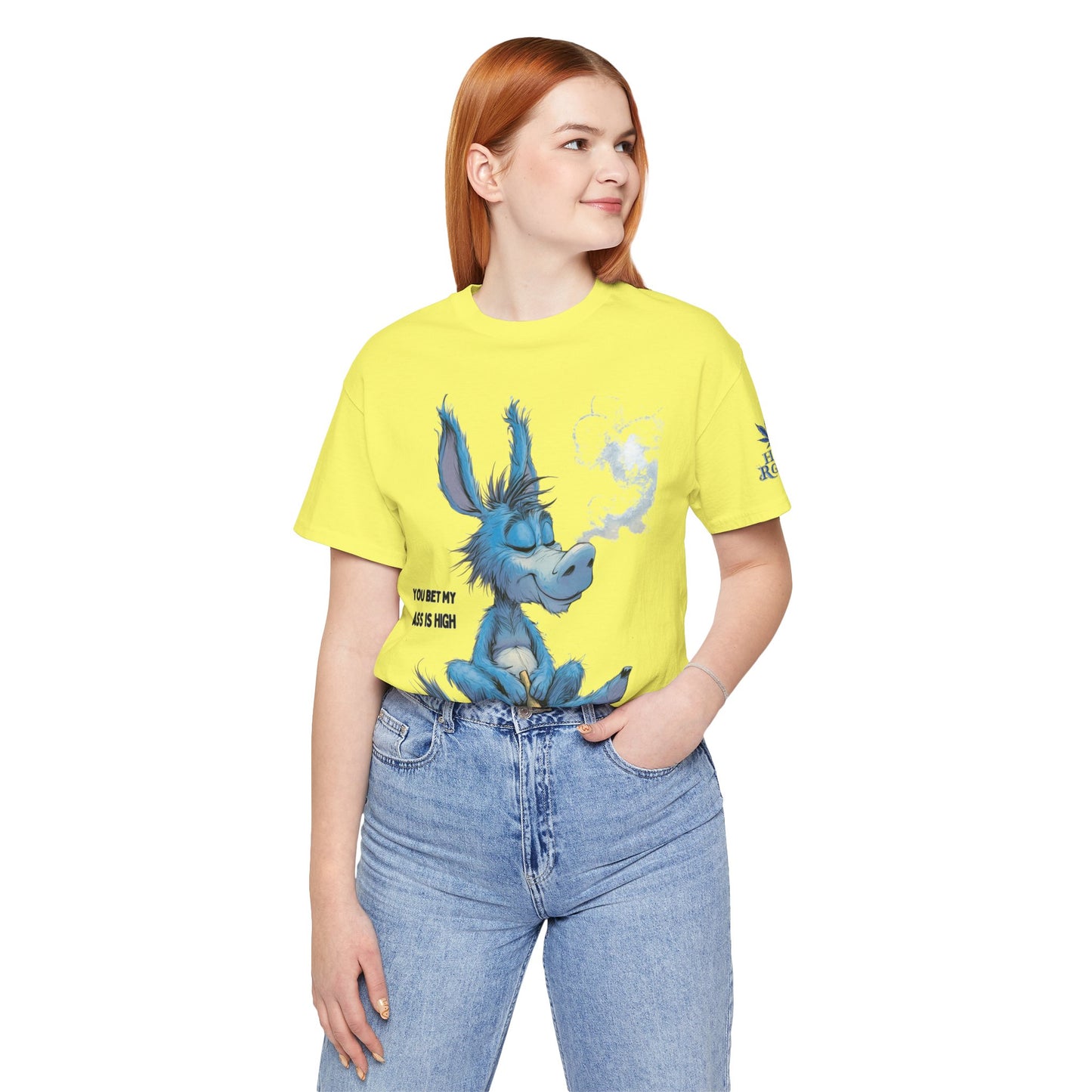 Blue Donkey Tee - Premium Airlume Cotton Cannabis Culture Humor Cartoon Art
