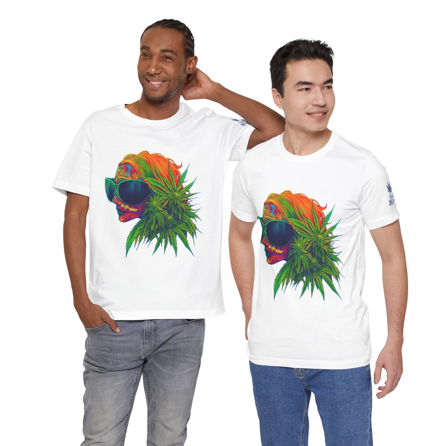 Psychedelic Cannabis Skull Tee - Neon Profile Art Design | High Roller