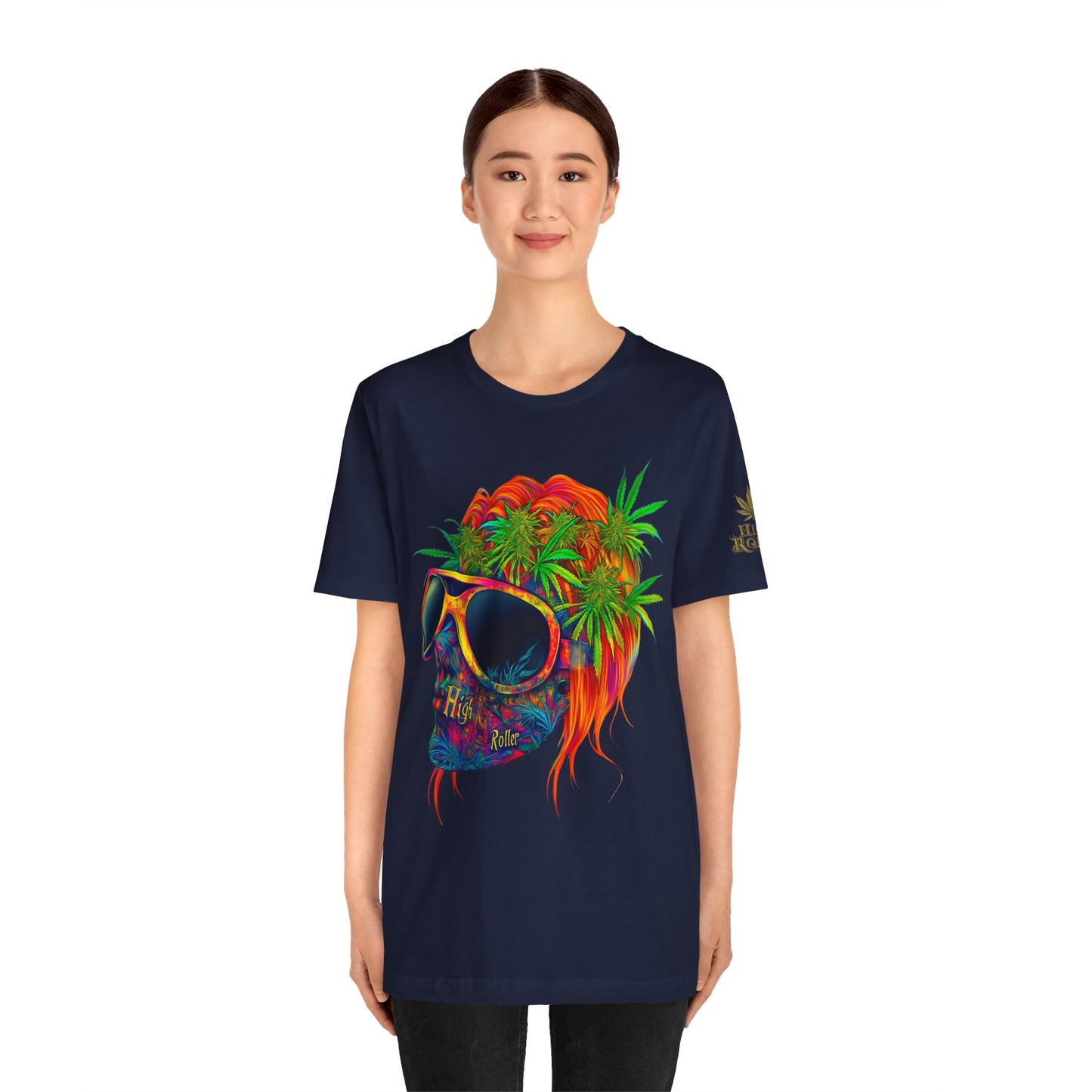 Tropical Cannabis Skull Tee - Paradise Vibes Art Design | High Roller