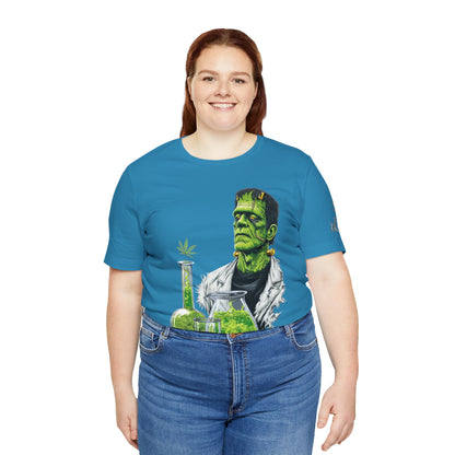 Frankenstein's Laboratory HIGH ROLLER Halloween Cannabis T-Shirt - Premium Monster Scientist 420 Experiment Apparel