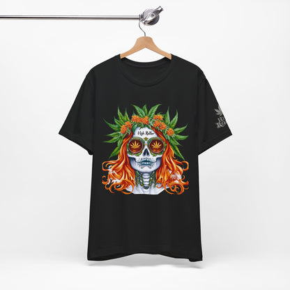 Sugar Skull Cannabis Tee - Day of Dead Art Design | High Roller