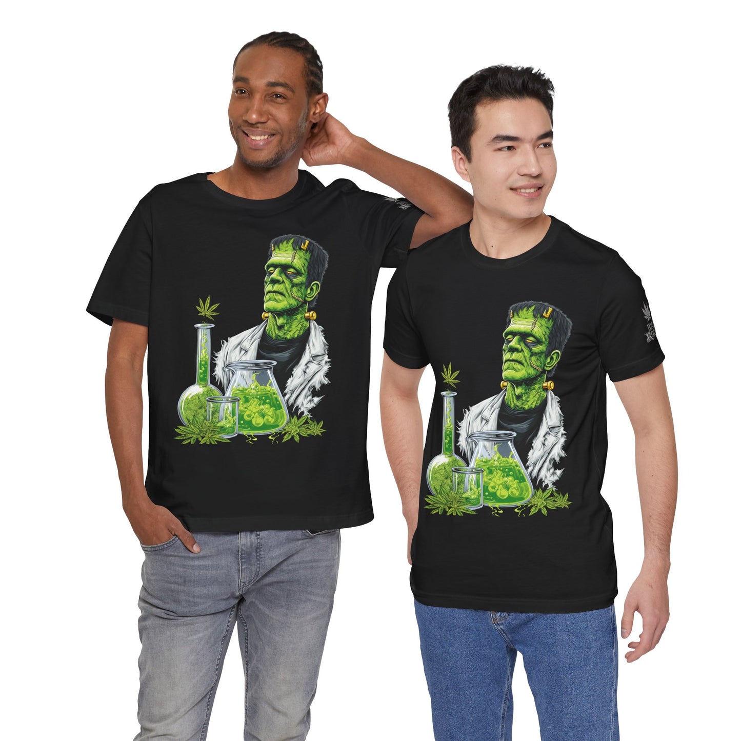Frankenstein's Laboratory HIGH ROLLER Halloween Cannabis T-Shirt - Premium Monster Scientist 420 Experiment Apparel