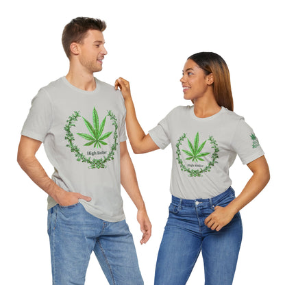 Cannabis Crest Wreath Tee - Botanical Elegance Art Design | High Roller