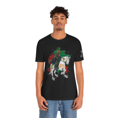 Headless Horseman HIGH ROLLER Halloween Cannabis T-Shirt - Premium Pumpkin Rider Skeletal Steed 420 Apparel