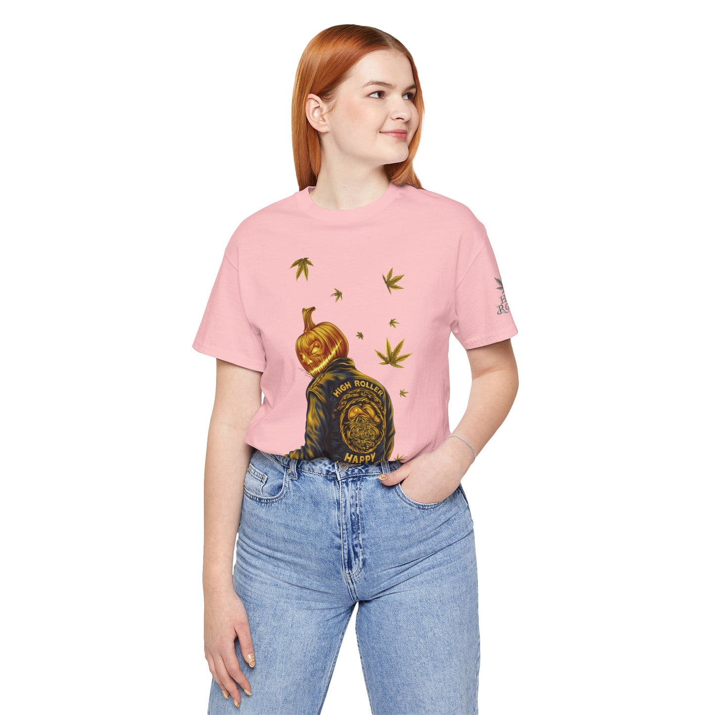 Pumpkin Head HIGH ROLLER Halloween T-Shirt - Premium Cannabis Culture Apparel