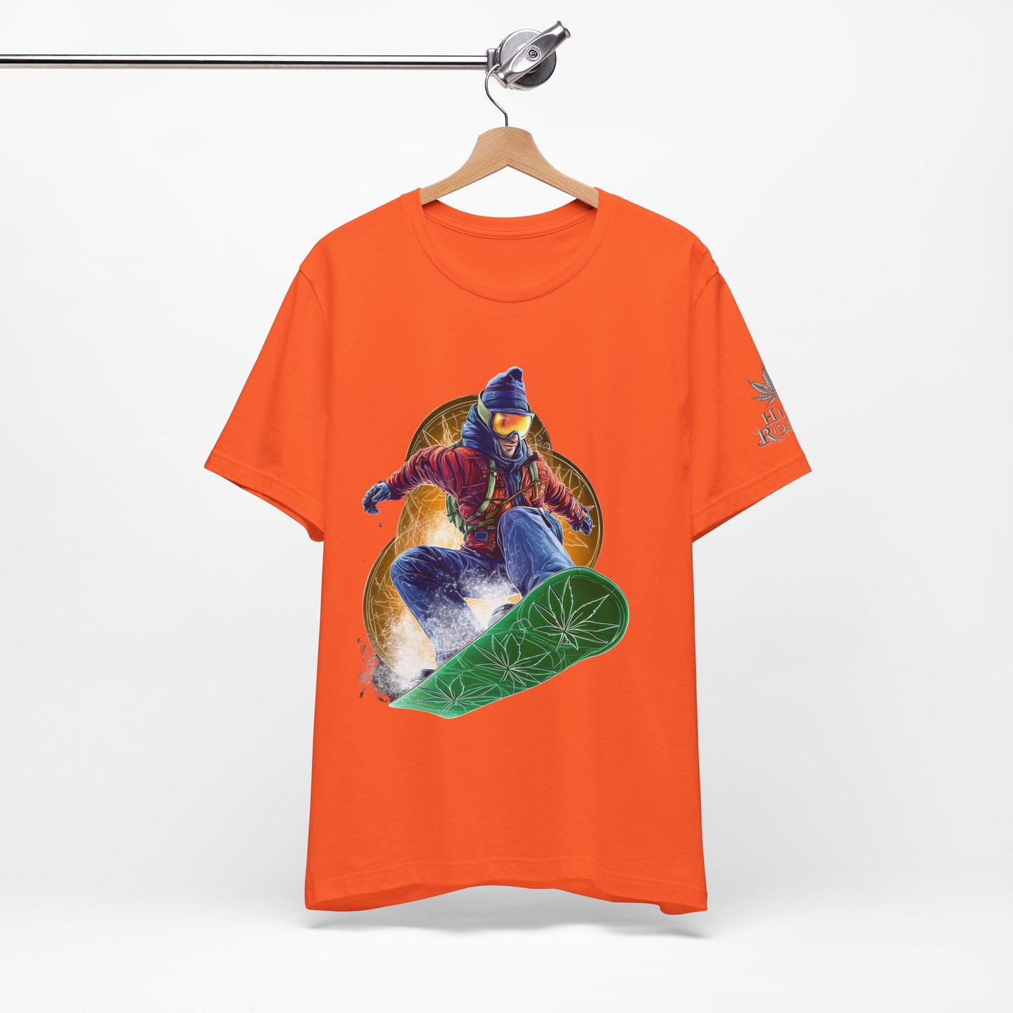 High Roller Snowboard Cannabis T-Shirt - Premium 420 Winter Sports Action Shred Mountain Lifestyle Apparel