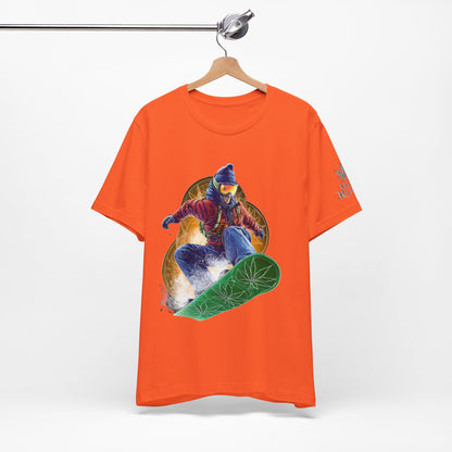 High Roller Snowboard Cannabis T-Shirt - Premium 420 Winter Sports Action Shred Mountain Lifestyle Apparel
