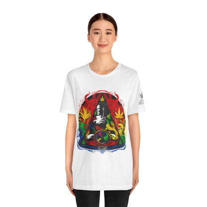 High Roller Sacred Buddha Cannabis T-Shirt - Premium 420 Spiritual Meditation Enlightenment Botanical Artistry Apparel