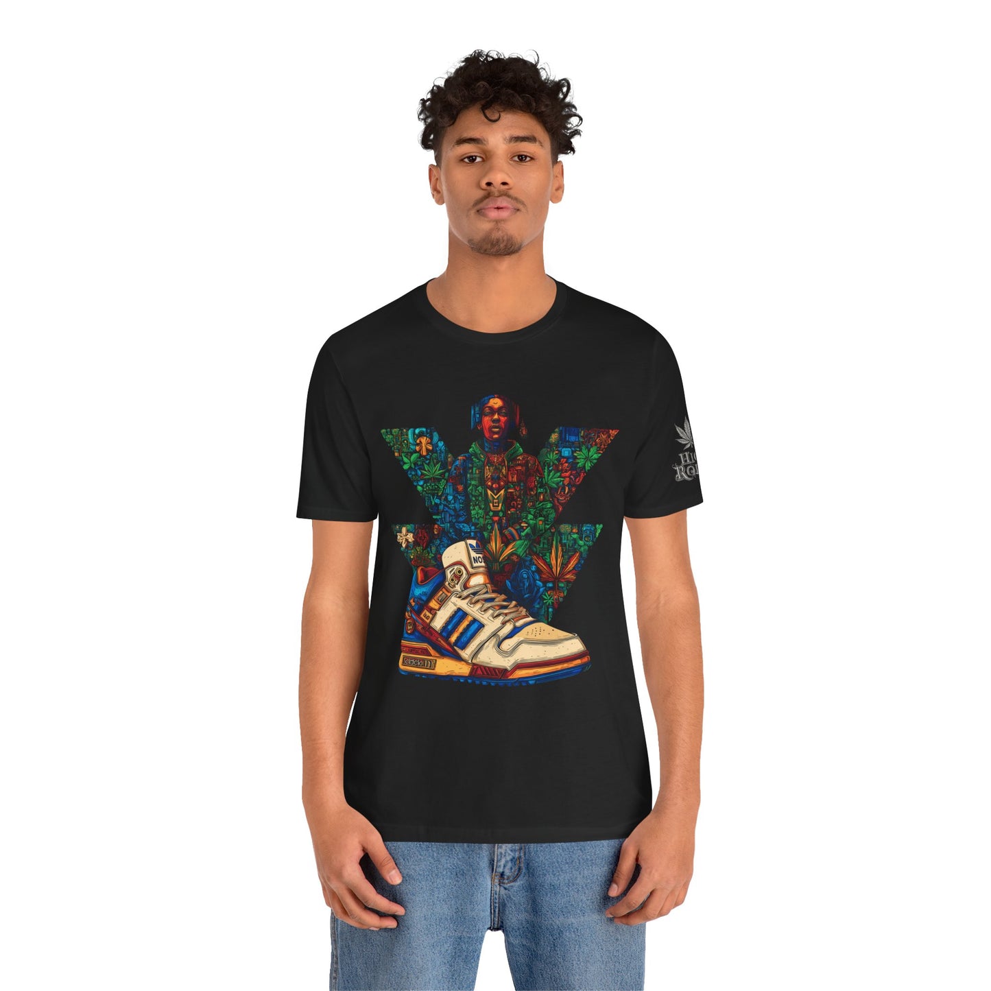 High Roller Trefoil Cannabis Sneaker T-Shirt - Premium 420 Hip-Hop Sneakerhead Street Culture Botanical Art Apparel