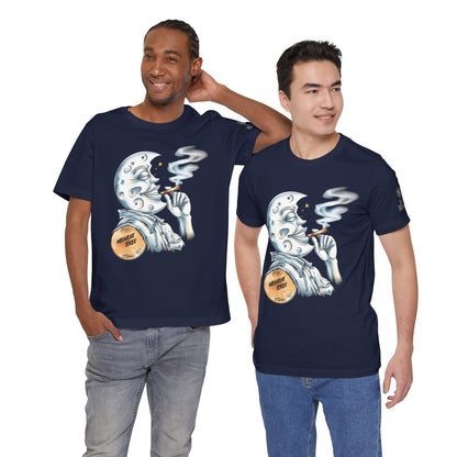 Midnight Toker Moon Tee - Celestial Cannabis Art Design | High Roller