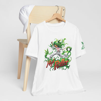 Green Goddess Dance Tee - Premium Airlume Cotton Cannabis Culture Movement Art