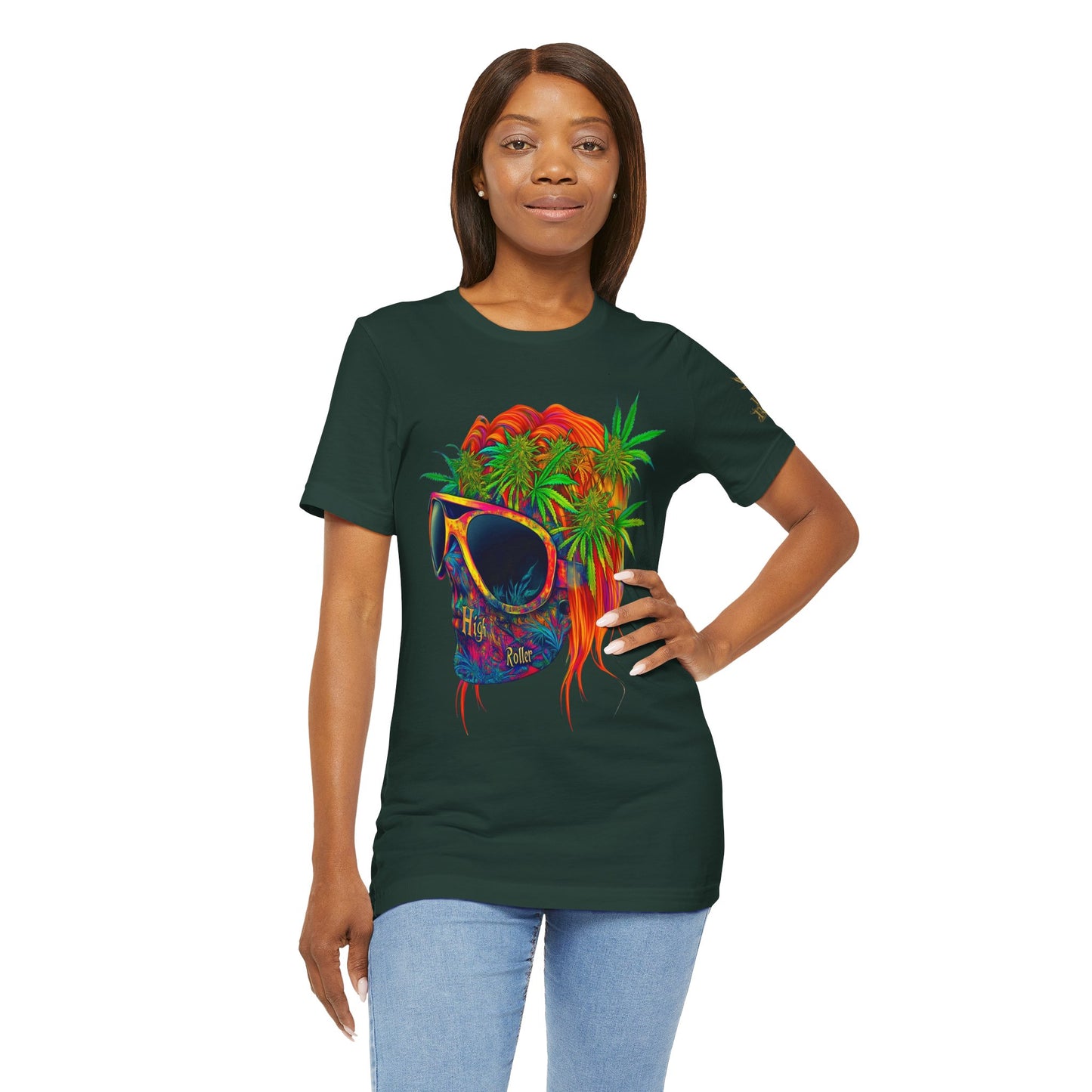 Tropical Cannabis Skull Tee - Paradise Vibes Art Design | High Roller