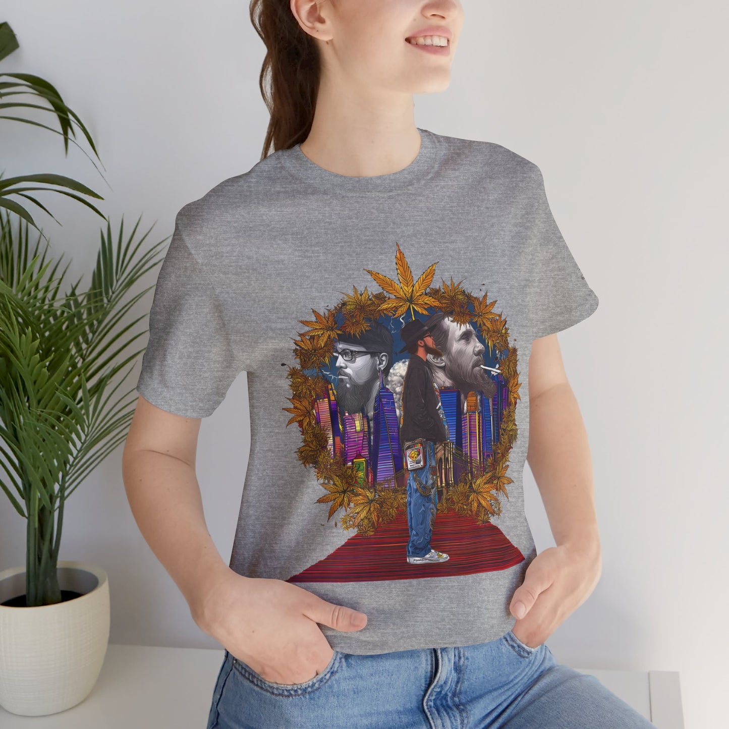 High Roller Red Carpet Cannabis T-Shirt - Premium 420 Hip-Hop Legacy Golden Frame Street Culture Artistic Portrait Apparel