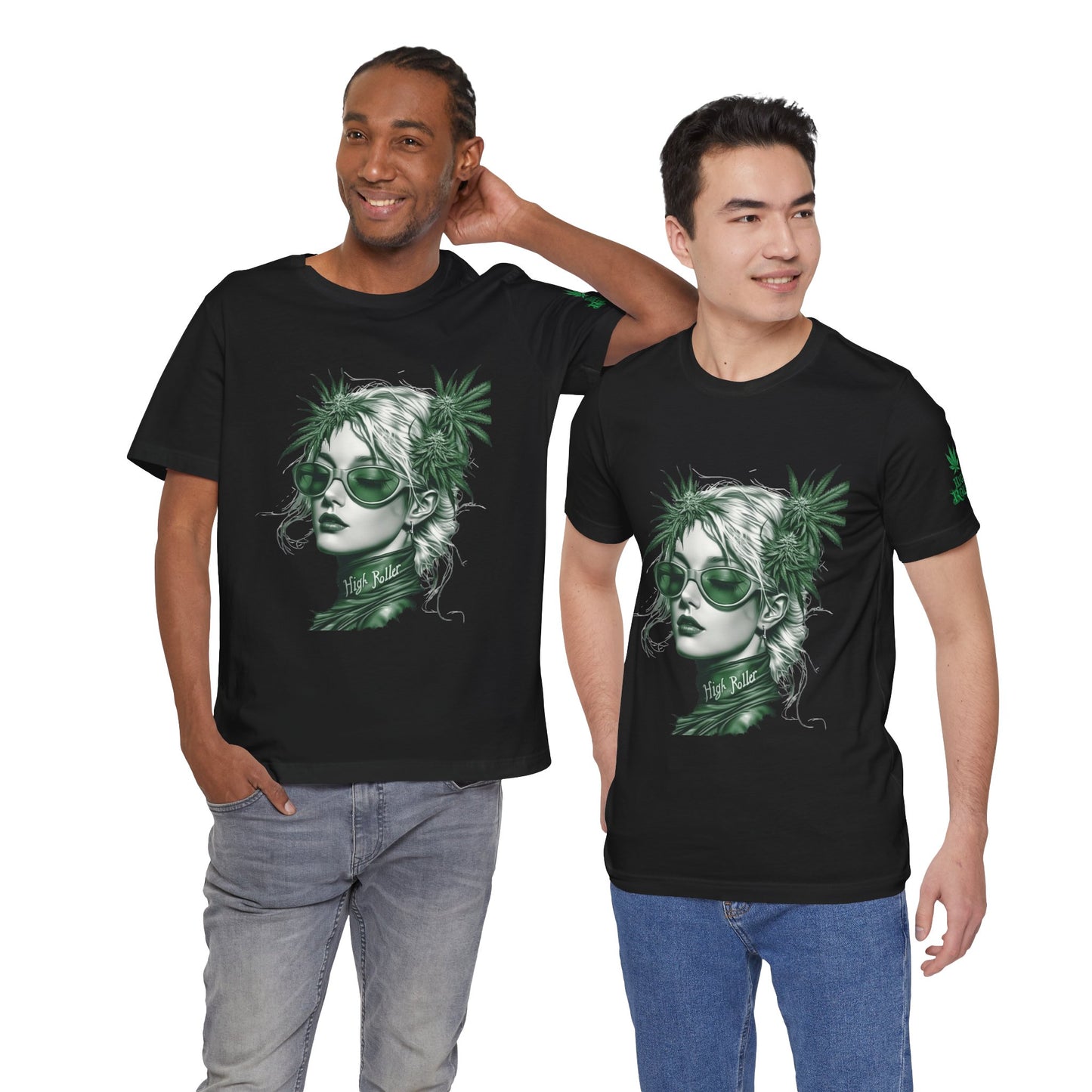 Green Queen T-Shirt - Premium Airlume Cotton Cannabis Crown Portrait Art Tee