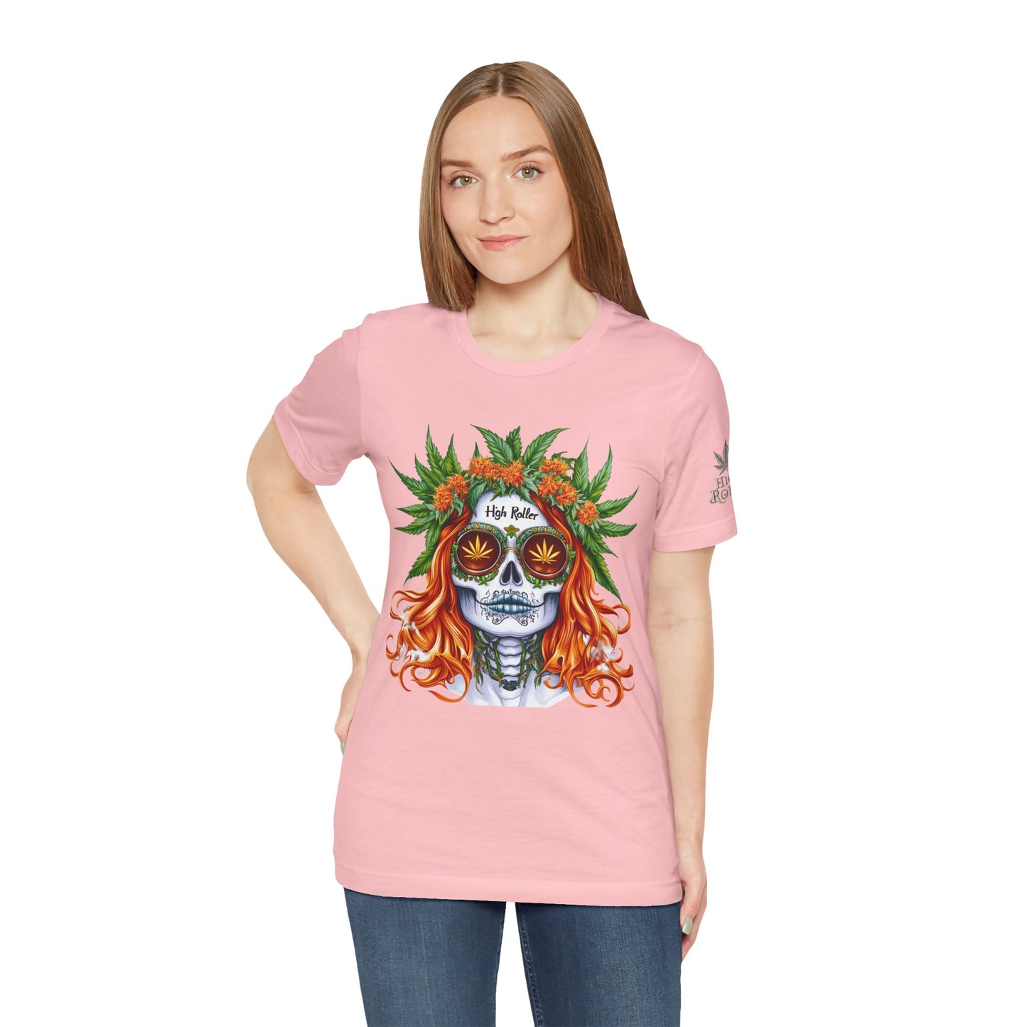 Sugar Skull Cannabis Tee - Day of Dead Art Design | High Roller